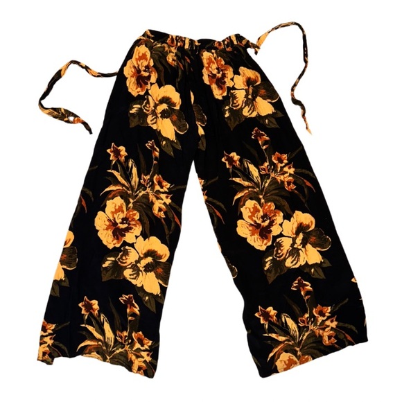 Faithfull The Brand Vibrant Yellow Flower Print Flowy Pants - Size S - Picture 4 of 4